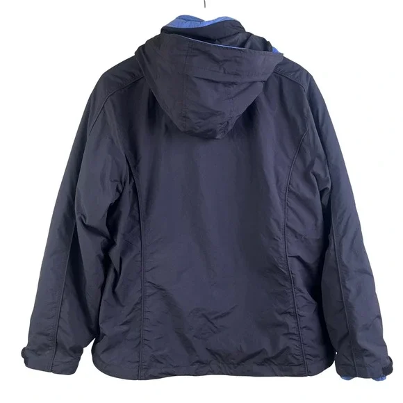 LL Bean Blue Full Zip Removable Sherpa Lining All Weather Hood Jacket Large Men - Picture 3 of 12